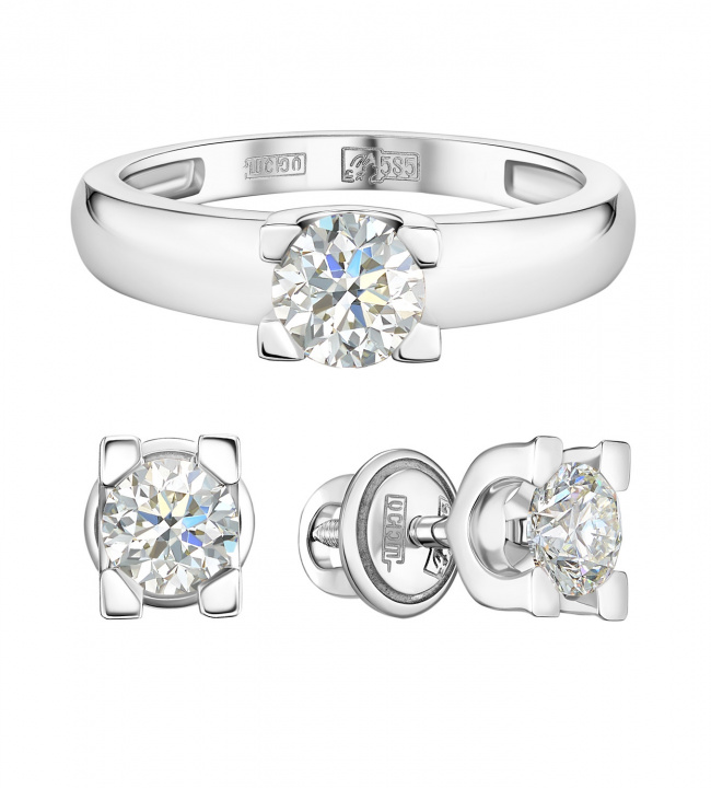 Комплект серьги и кольцо с бриллиантами 