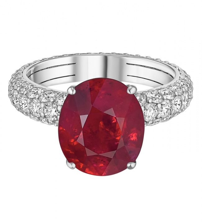 Кольцо с рубином и бриллиантами (код 68510)
